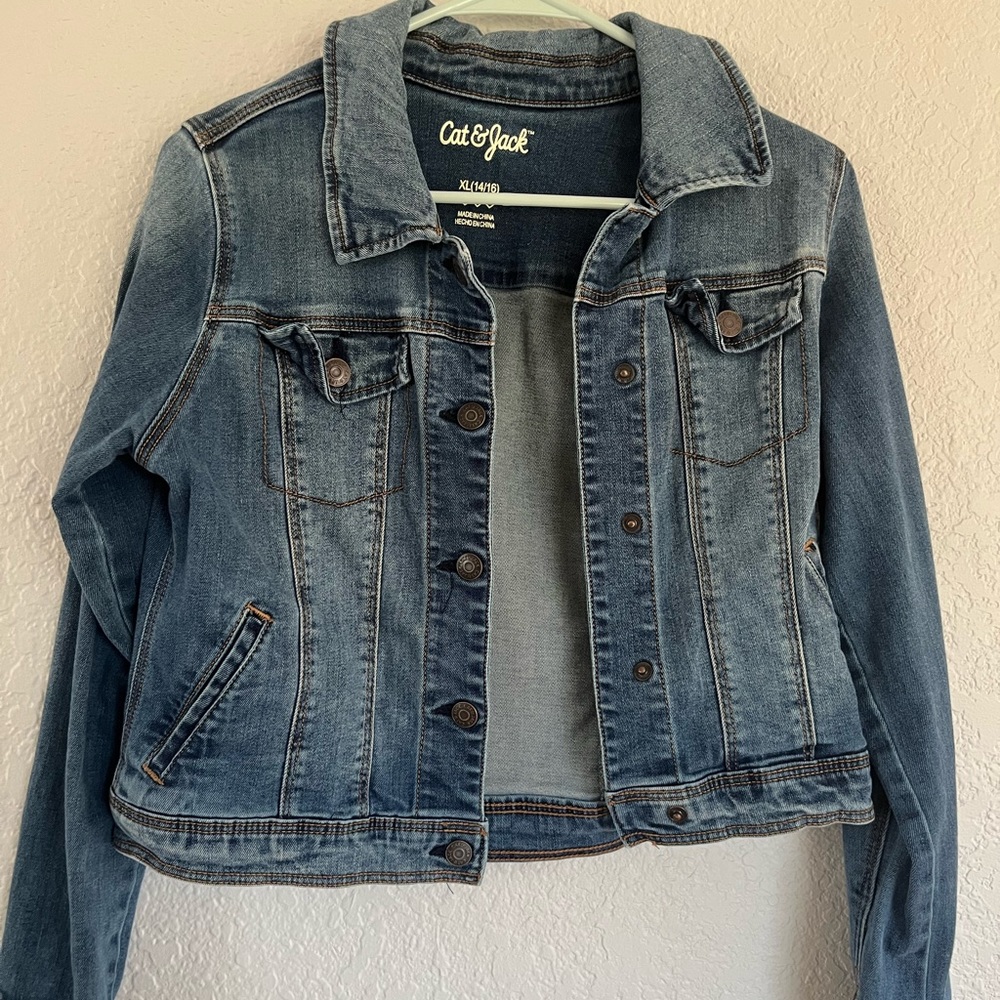 Cat & Jack denim jacket. Size youth XL. Excellent condition.